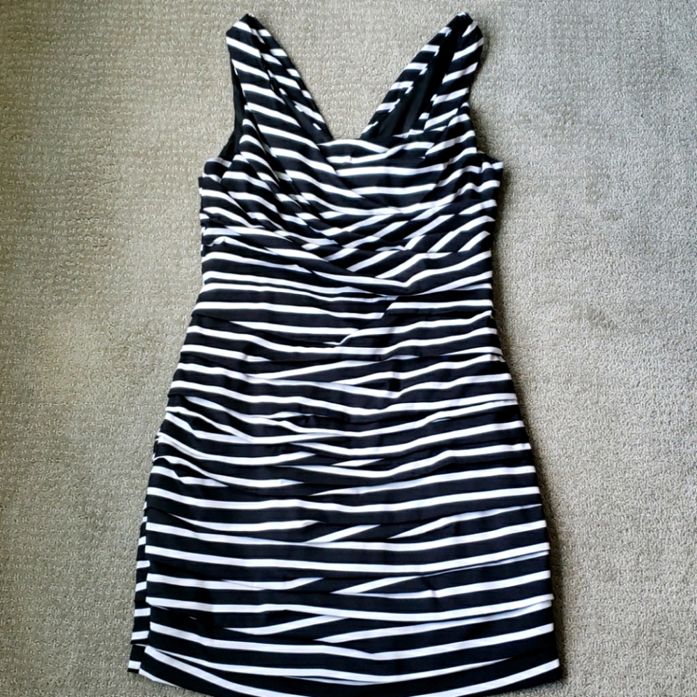 Express Black and White Striped Sleeveless Sheath Dress